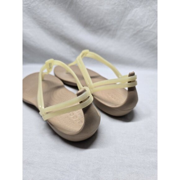 Crocs Isabella Women's Size 10 Tan Jelly T-Strap Iconic Comfort Sandals- Rare - Picture 3 of 5